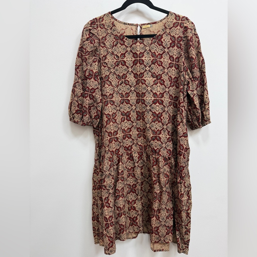 Matta Elegant Red and Cream Patterned Dress, EUC.